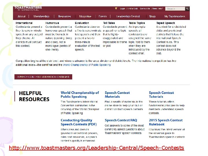 http: //www. toastmasters. org/Leadership-Central/Speech-Contests 