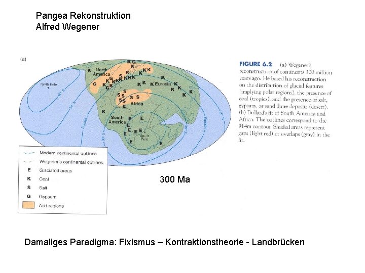 Pangea Rekonstruktion Alfred Wegener 300 Ma Damaliges Paradigma: Fixismus – Kontraktionstheorie - Landbrücken 