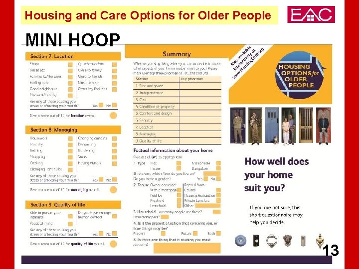 Housing and Care Options for Older People MINI HOOP 13 