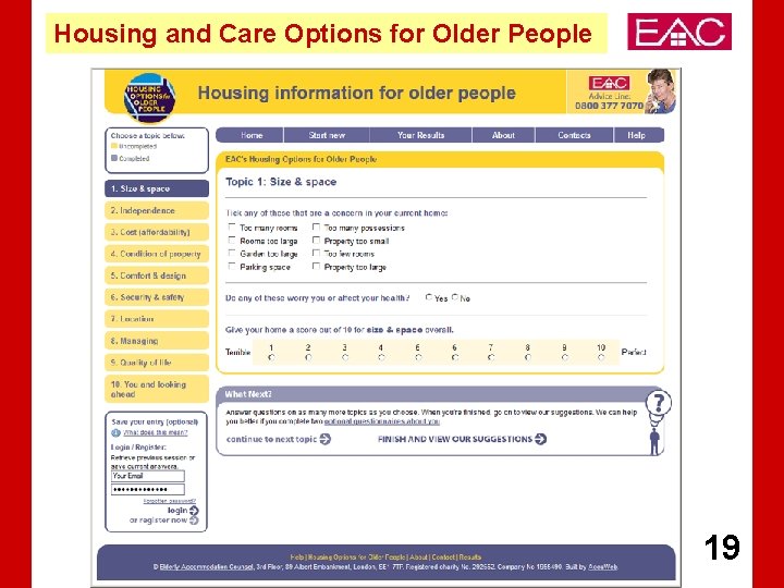 Housing and Care Options for Older People 19 