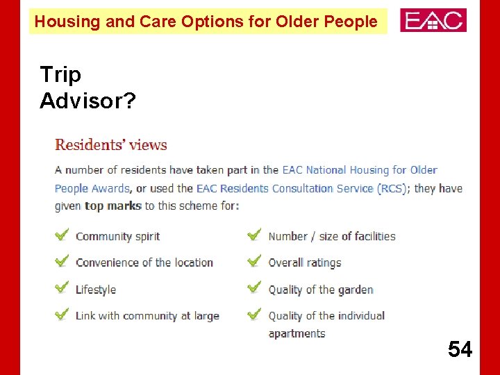 Housing and Care Options for Older People Trip Advisor? 54 