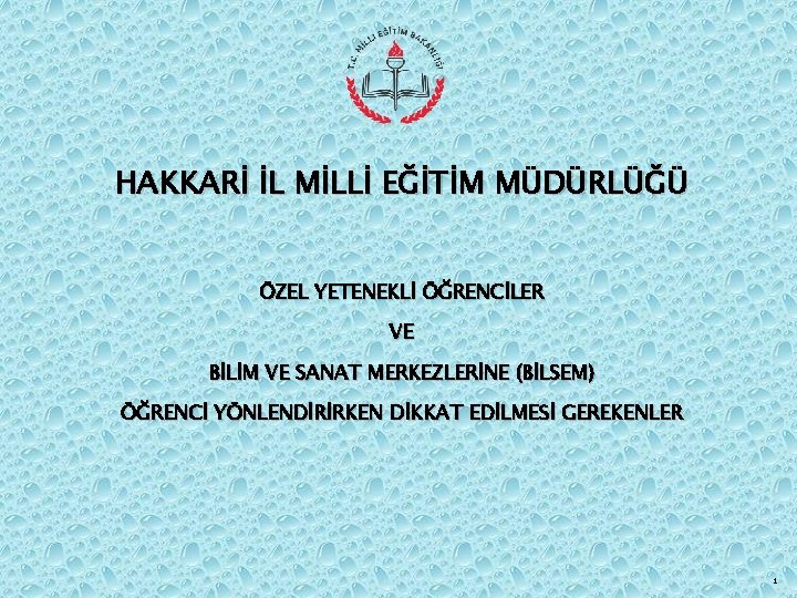 HAKKARİ İL MİLLİ EĞİTİM MÜDÜRLÜĞÜ ÖZEL YETENEKLİ ÖĞRENCİLER VE BİLİM VE SANAT MERKEZLERİNE (BİLSEM)