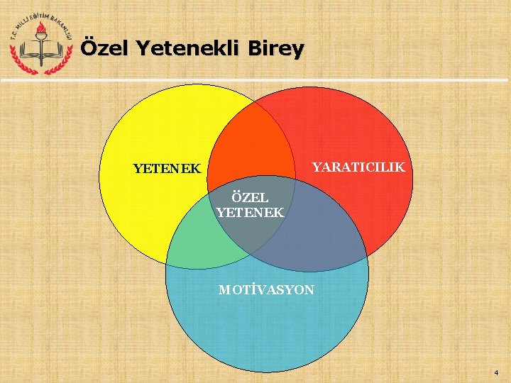 Özel Yetenekli Birey YARATICILIK YETENEK ÖZEL YETENEK MOTİVASYON 4 