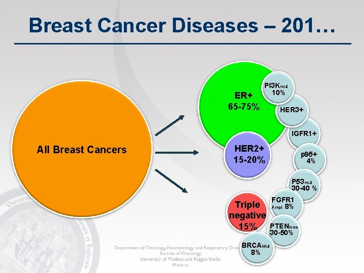 Breast Cancer Diseases – 201… ER+ 65 -75% PI 3 Kmut 10% HER 3+