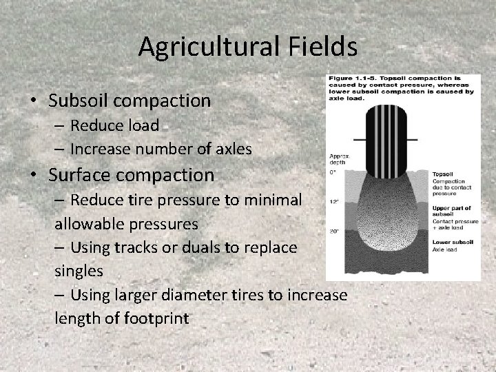 Agricultural Fields • Subsoil compaction – Reduce load – Increase number of axles • Agricultural Fields • Subsoil compaction – Reduce load – Increase number of axles •