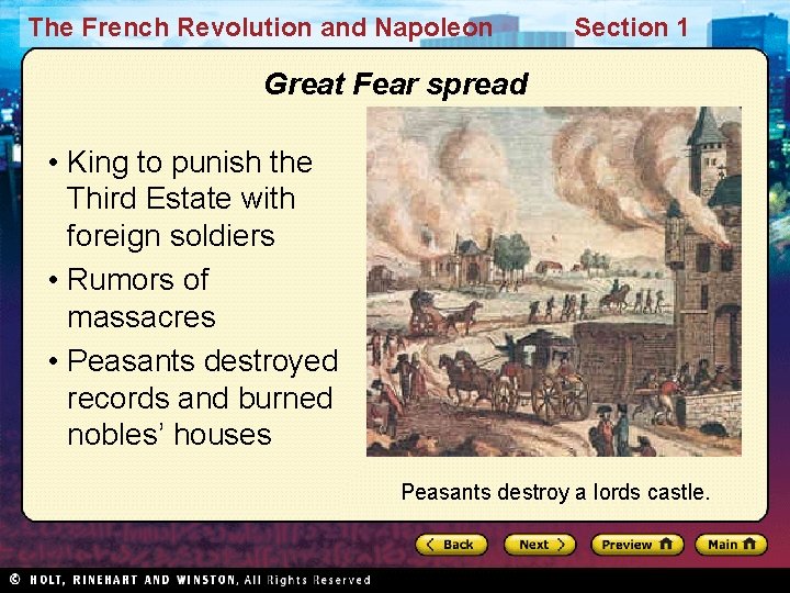 The French Revolution and Napoleon Section 1 Great Fear spread • King to punish The French Revolution and Napoleon Section 1 Great Fear spread • King to punish