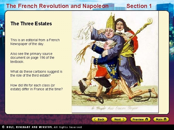 The French Revolution and Napoleon The Three Estates This is an editorial from a