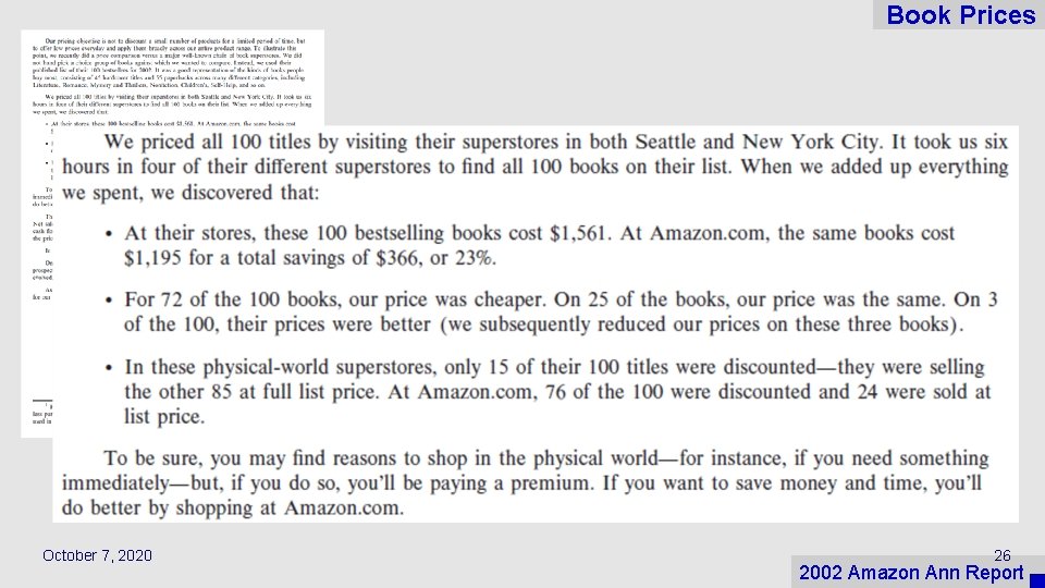 Book Prices October 7, 2020 26 2002 Amazon Ann Report 