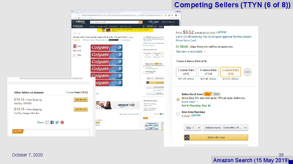 Competing Sellers (TTYN (6 of 8)) October 7, 2020 39 Amazon Search (15 May