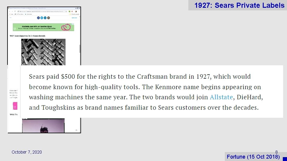 1927: Sears Private Labels October 7, 2020 8 Fortune (15 Oct 2018) 