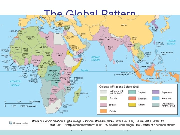 The Global Pattern • Decolonization throughout world – Ex. Mohandas K. Gandhi Indian independence