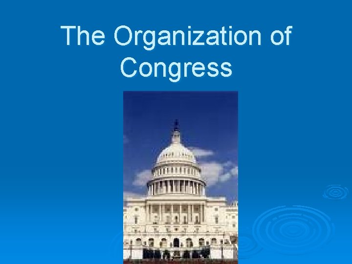 The Organization of Congress 