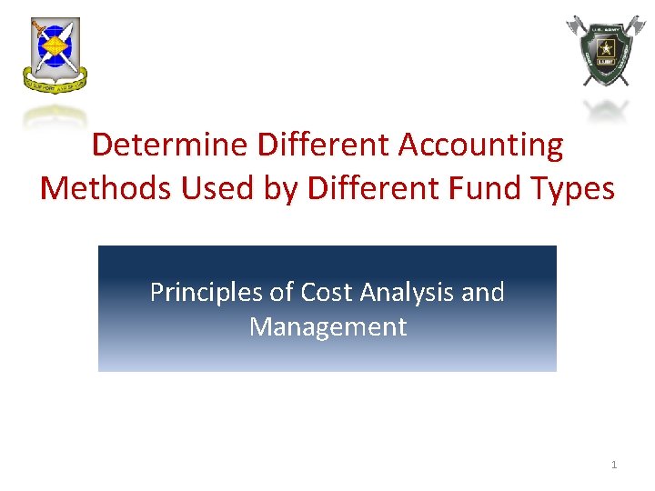 Determine Different Accounting Methods Used by Different Fund Types Principles of Cost Analysis and