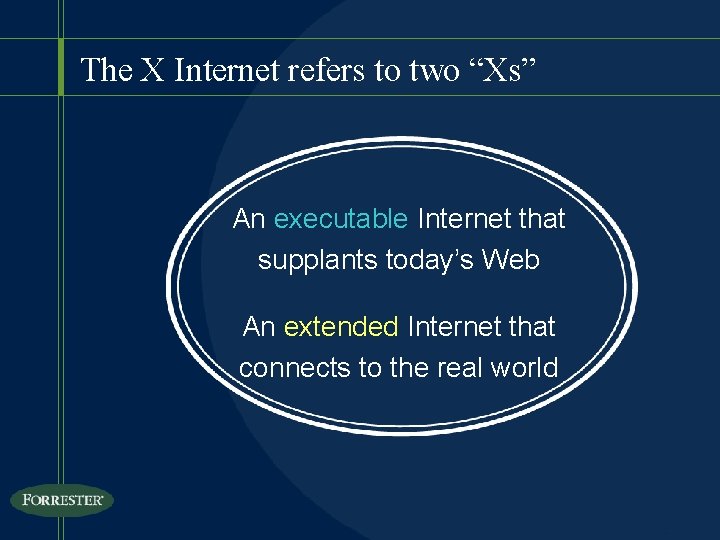 The X Internet refers to two “Xs” An executable Internet that supplants today’s Web