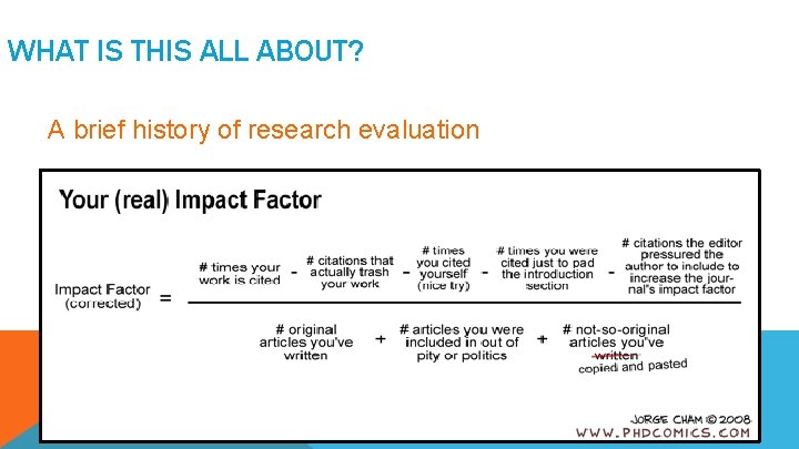 WHAT IS THIS ALL ABOUT? A brief history of research evaluation 