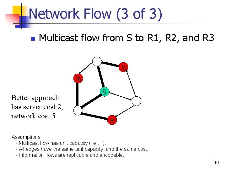 Network Flow (3 of 3) n Multicast flow from S to R 1, R Network Flow (3 of 3) n Multicast flow from S to R 1, R