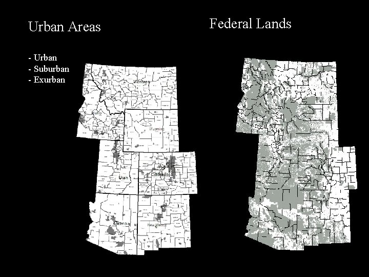 Urban Areas - Urban - Suburban - Exurban Federal Lands 