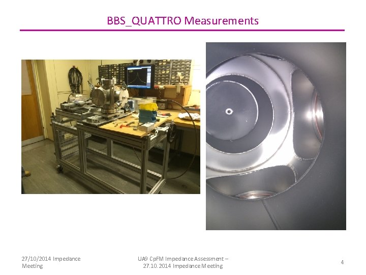 BBS_QUATTRO Measurements 27/10/2014 Impedance Meeting UA 9 Cp. FM Impedance Assessment – 27. 10.