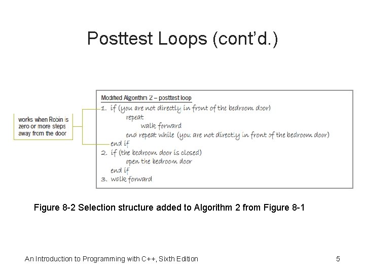 Posttest Loops (cont’d. ) Figure 8 -2 Selection structure added to Algorithm 2 from