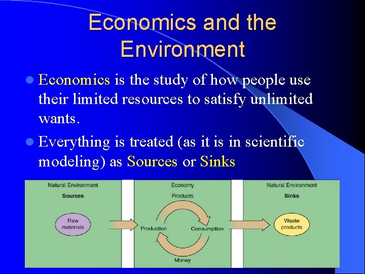 Economics and the Environment l Economics is the study of how people use their
