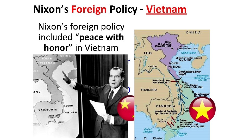 Nixon’s Foreign Policy - Vietnam Nixon’s foreign policy included “peace with honor” in Vietnam