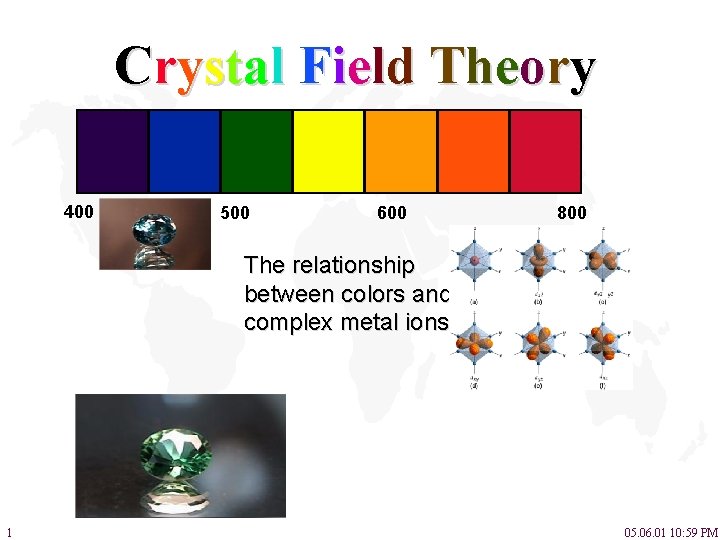 Crystal Field Theory 400 500 600 800 The relationship between colors and complex metal