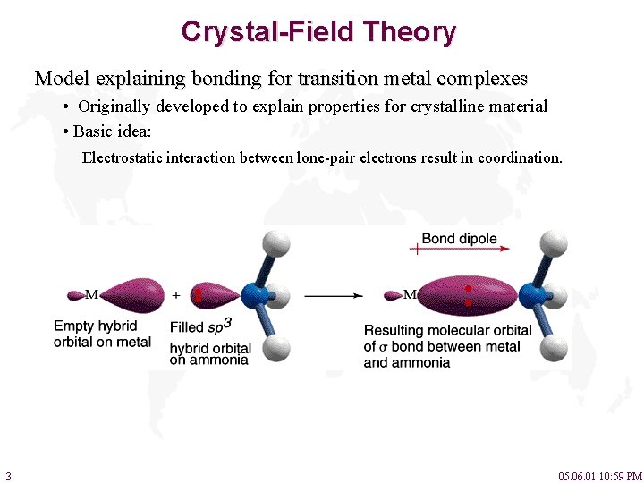 Crystal-Field Theory Model explaining bonding for transition metal complexes • Originally developed to explain