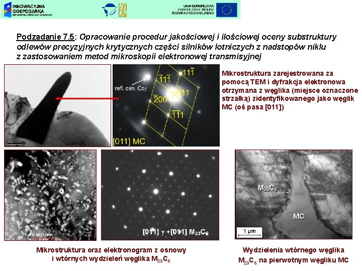 Podzadanie 7. 5: Opracowanie procedur jakościowej i ilościowej oceny substruktury odlewów precyzyjnych krytycznych części