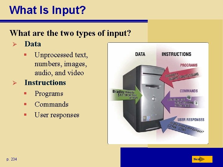 What Is Input? What are the two types of input? Ø Data § Ø