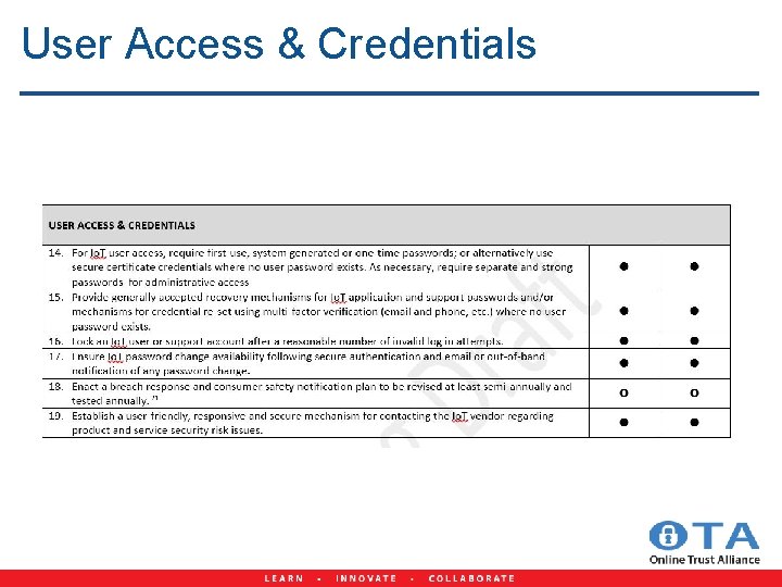 User Access & Credentials 