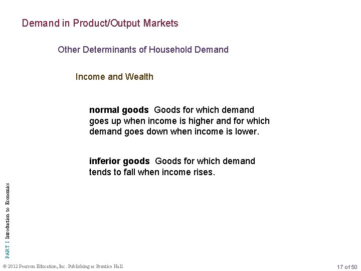 Demand in Product/Output Markets Other Determinants of Household Demand Income and Wealth normal goods