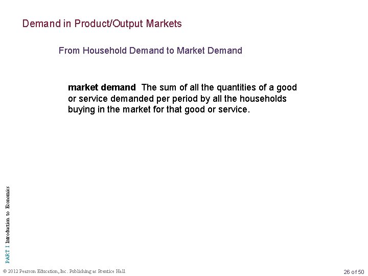 Demand in Product/Output Markets From Household Demand to Market Demand PART I Introduction to