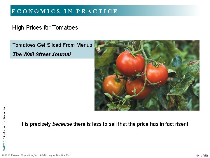 ECONOMICS IN PRACTICE High Prices for Tomatoes Get Sliced From Menus PART I Introduction