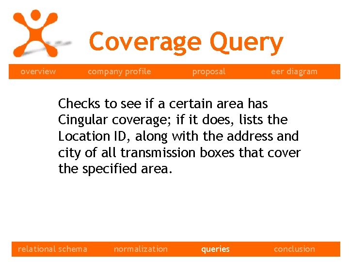 Coverage Query overview company profile proposal eer diagram Checks to see if a certain