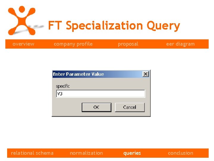 FT Specialization Query overview relational schema queries company profile normalization proposal queries eer diagram