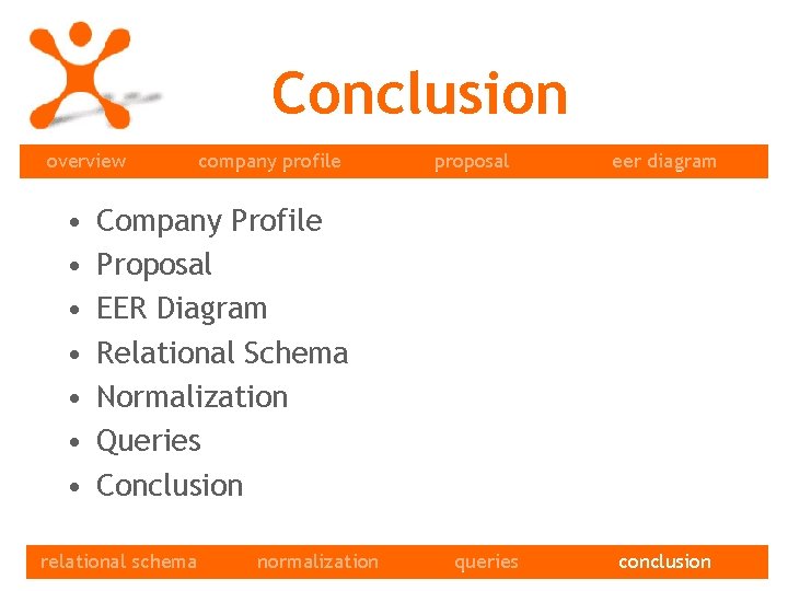 Conclusion overview • • company profile proposal eer diagram Company Profile Proposal EER Diagram