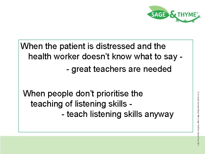 When the patient is distressed and the health worker doesn’t know what to say