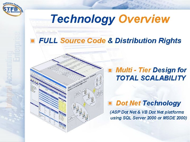 Technology Overview FULL Source Code & Distribution Rights Multi - Tier Design for TOTAL