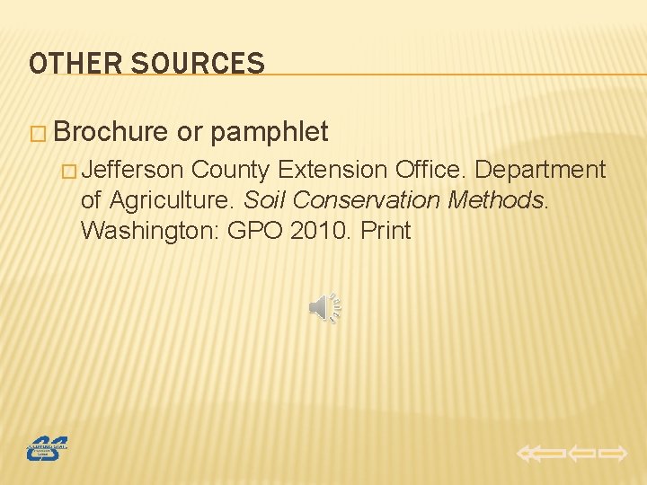 OTHER SOURCES � Brochure or pamphlet � Jefferson County Extension Office. Department of Agriculture.