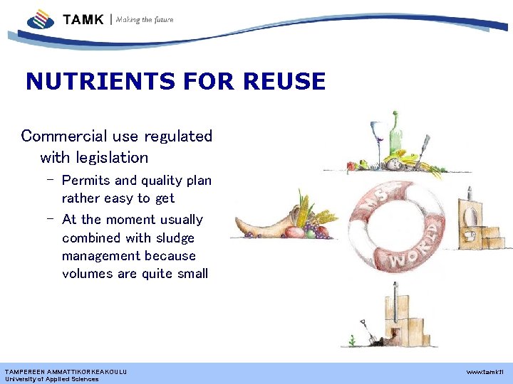 NUTRIENTS FOR REUSE Commercial use regulated with legislation – Permits and quality plan rather