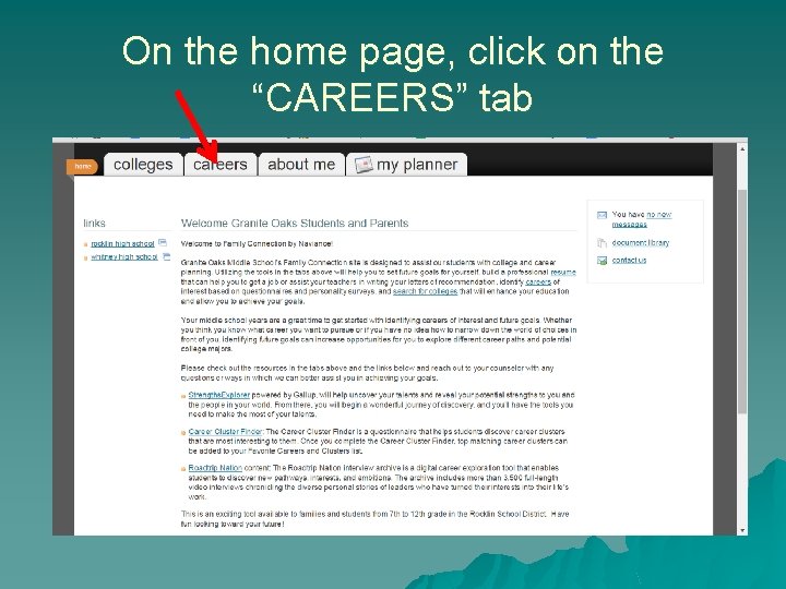 On the home page, click on the “CAREERS” tab 