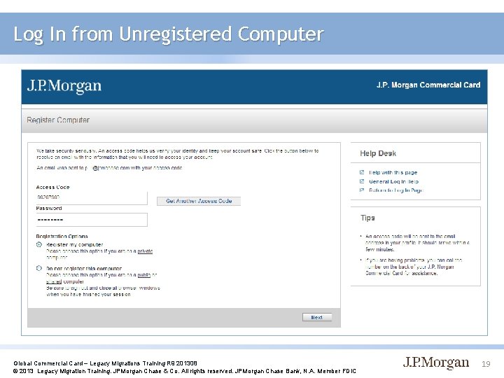 Log In from Unregistered Computer Global Commercial Card – Legacy Migrations Training R 9