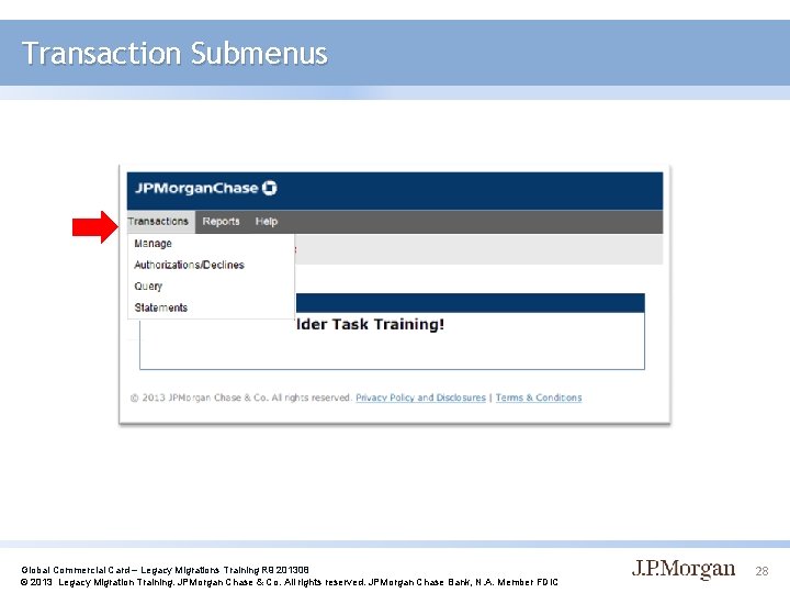 Transaction Submenus Global Commercial Card – Legacy Migrations Training R 9 201308 © 2013