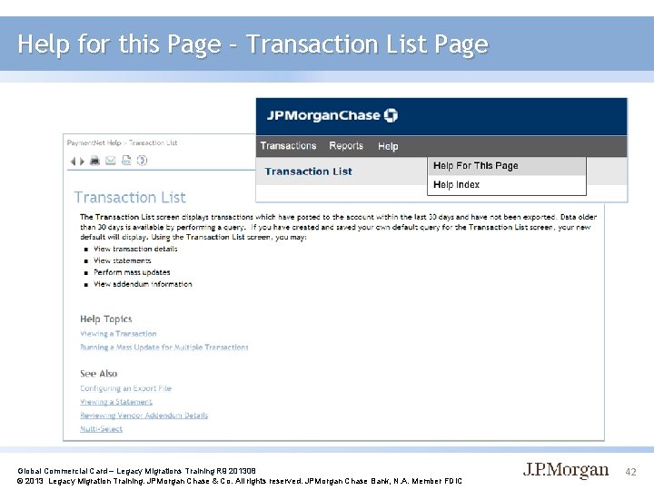 Help for this Page – Transaction List Page Global Commercial Card – Legacy Migrations