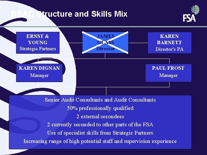 BRAD Structure and Skills Mix ERNST & YOUNG Strategic Partners KAREN DIGNAN Manager JAMES BRAD Structure and Skills Mix ERNST & YOUNG Strategic Partners KAREN DIGNAN Manager JAMES