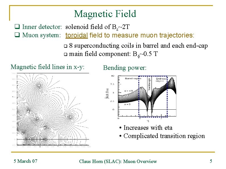 Magnetic Field q Inner detector: solenoid field of Bz~2 T q Muon system: toroidal