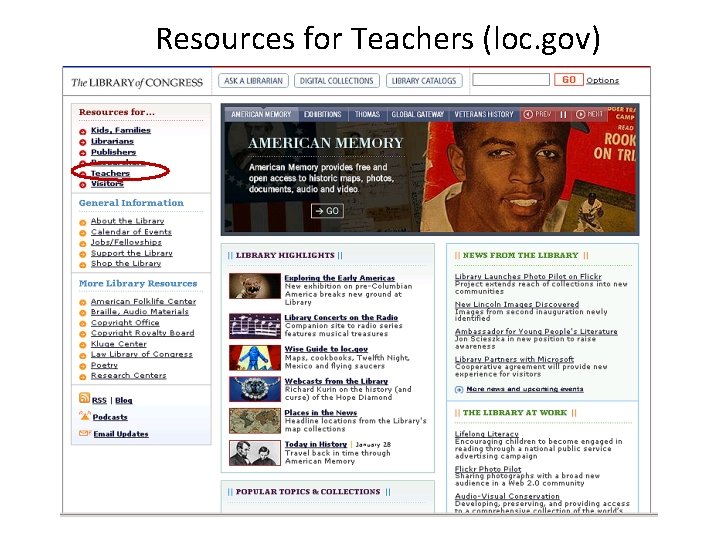 Resources for Teachers (loc. gov) 