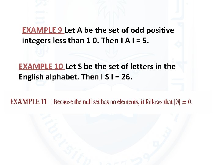 EXAMPLE 9 Let A be the set of odd positive integers less than 1