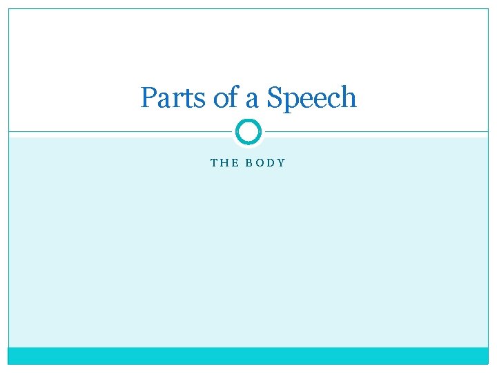 Parts of a Speech THE BODY 