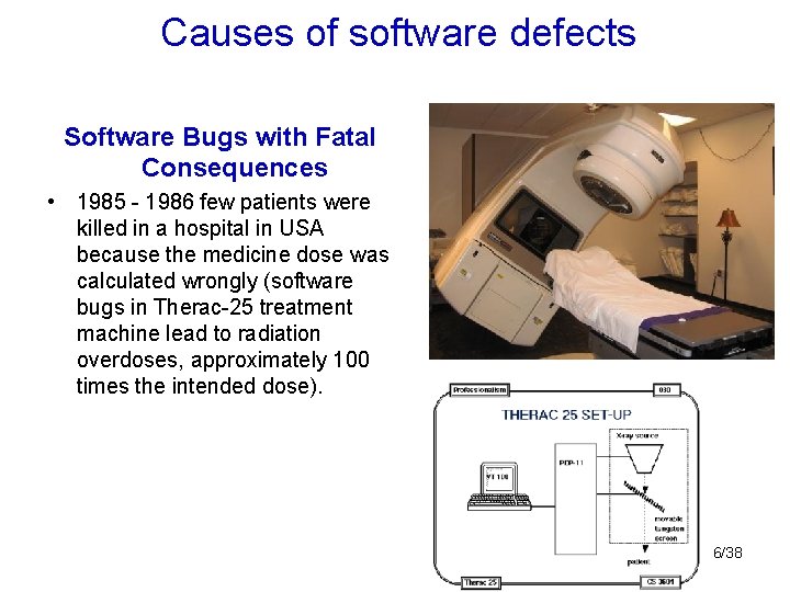 Causes of software defects Software Bugs with Fatal Consequences • 1985 - 1986 few Causes of software defects Software Bugs with Fatal Consequences • 1985 - 1986 few